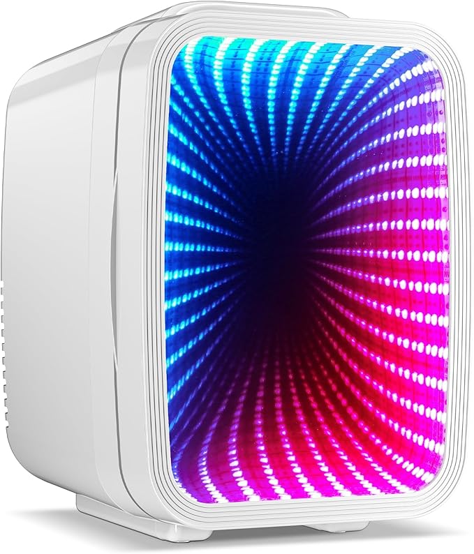 BEICHEN Mini Fridge, 4 Liter/6 Cans Small Fridge With Dimmable LED Light | Cooler and Warmer ,Compact and Portable,Quiet Operation，Home and Car Power Supply，Gaming mini fridge for Bedroom,Office by BEICHEN