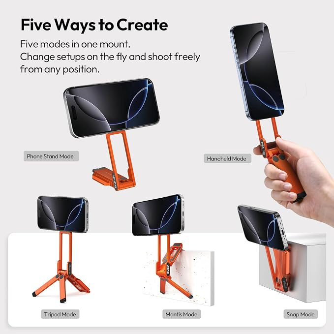 ULANZI Magnetic Phone Tripod for iPhone, MA38 Portable Phone Holder Mini Tripod - Image 2