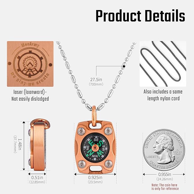 MecArmy Mini Titanium/Brass Compass, Waterproof IPX5 Pocket Compass - Image 4