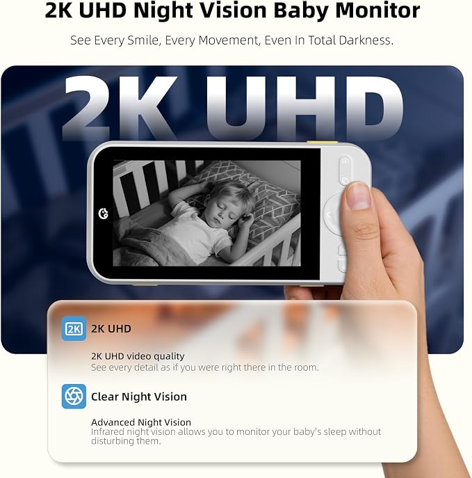 Ellie Pro Baby Monitor with Camera and Audio, 6000mAh Battery, Remote - Image 3