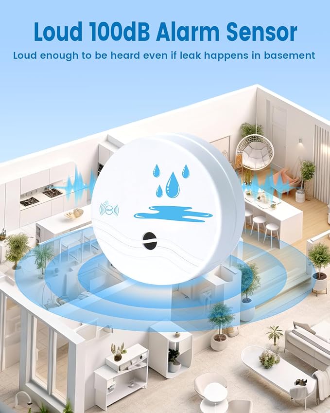 3 Pack Water Leak Detectors for Home, 100dB Waterproof Water Sensor Alarm Leak - Image 3