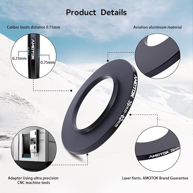 39mm Lens to 62mm Camera Lens Adapter, 39mm-62mm Filter Step up Rings, - Image 3