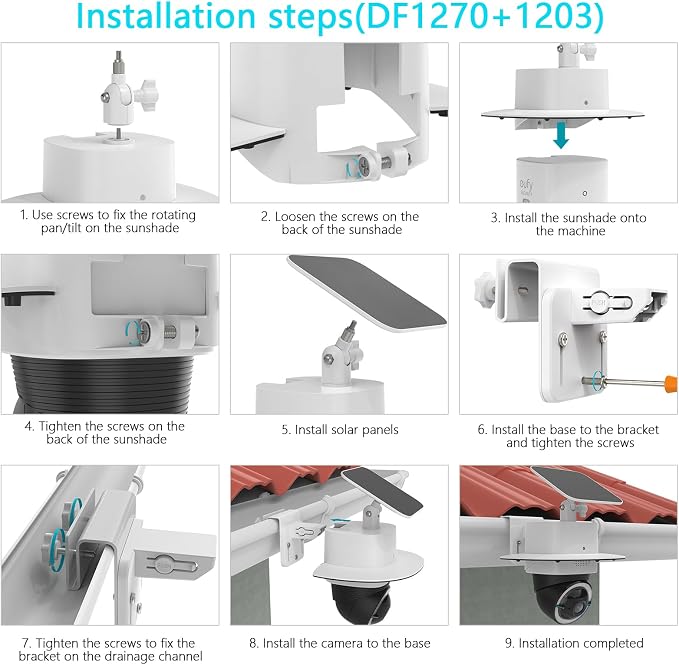 Rain Sun Shield Cover with Adjustable Solar Panel Gutter Mount - Image 4