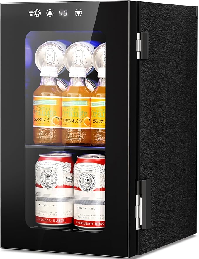 Antarctic Star Beverage Refrigerator, 10L Portable mini fridge with Electronic Temperature Control, 40-61°F Glass Door, Small Drink Fridge for Bedroom, Dorm, Office, Bar & Kitchen by AntarcticStar