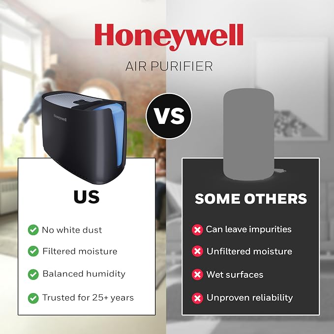 Honeywell Cool Moisture Humidifier For Bedroom, Medium Rooms, 1.1 Gallon, Invisible Moisture Humidifier for Baby, Kids, Quiet, Easy to Clean, UV Technology, Black, HCM350B - Image 9
