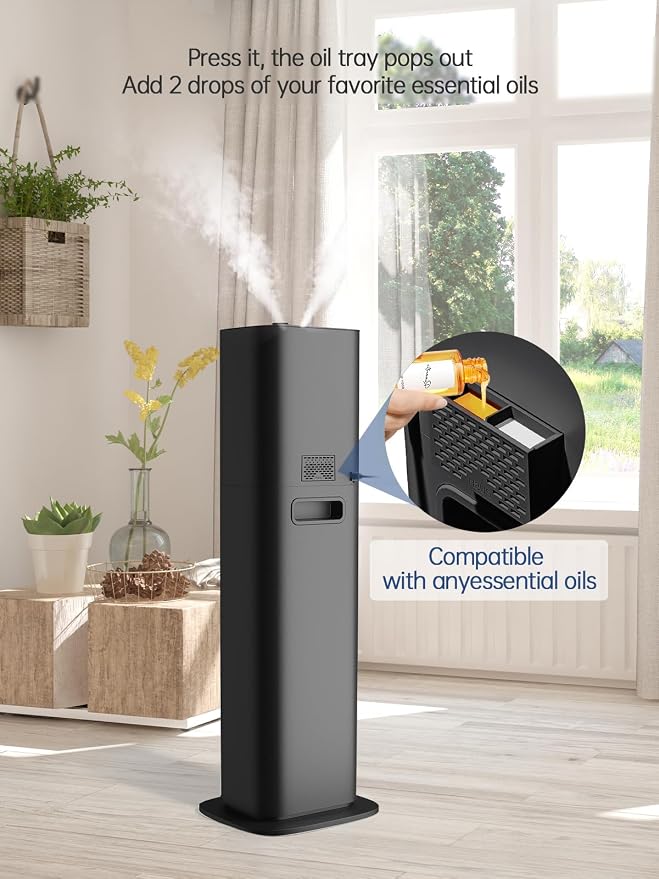 8L Smart Humidifiers for Bedroom Large Room, 2.1Gal Cool Mist Top Fill Diffuser Ambient Light, App & Remote Control, 3 Mist Modes, Quiet Humidifier for Home Office Plant (Black) - Image 7