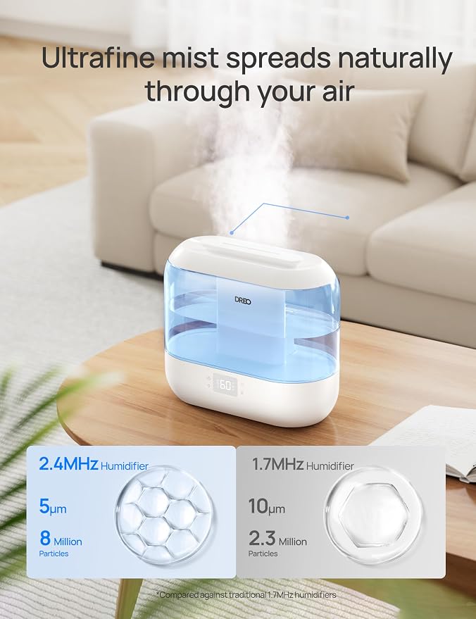 Humidifiers for Bedroom - DREO Quiet (4L Water Tank) Cool Mist Top Fill Essential Oil Diffuser for Home, Smart App & Voice Control, Rapid Ultrasonic Humidification Baby Nursery and Plants, Blue - Image 6
