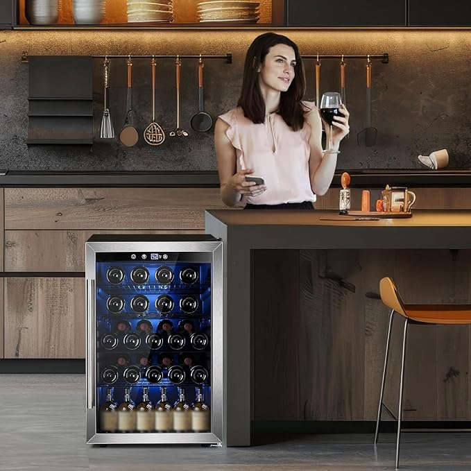 Electactic Wine Cooler 37 Bottle Freestanding Fridge with Stainless Steel Reversible Glass Door, 145 Can Beverage Refrigerator Quiet Compressor for Home Kitchen Bar, 4.5 Cu.ft Silver - Image 6