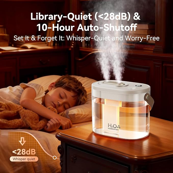 DIGIX Rechargeable Portable Humidifier-Smart Display,Night Light,Easy Clean,1.4L Small Humidifiers for Bedroom Baby, Personal Mini Humidifier for Travel Home Plants,3 Mist Modes, Auto Shut-Off (White) - Image 8