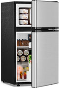 Antarctic Star 3.2 Cu.Ft,Mini Refrigerator with Freezer,Double Door Mini Fridge,Compact Refrigerator,Adjustable Thermostat,Mini Refrigerator for Bedroom/Office/Dorm/Kitchen(Silver) by AntarcticStar