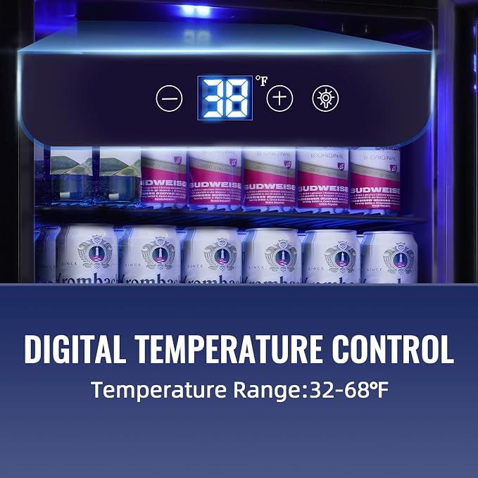 3.5 Cu.ft Beverage Refrigerator Cooler with 125 Can, Mini Fridge with LED Light for Soda Beer or Cans Beverage Temp Digital Display Adjustable Shelves Suit for Home, Office, Dorm - Image 2