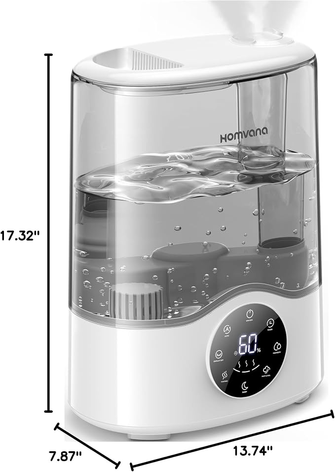 Homvana Humidifier Large Room, 7L (807ft²) Smart Warm and Cool Mist, Top-Fill Humidifiers for Bedroom Baby Nursery Grow Tent, Auto Adapt Mist Quick Air Humidity Indoor, Easy to Clean, Quiet, Diffusers - Image 10