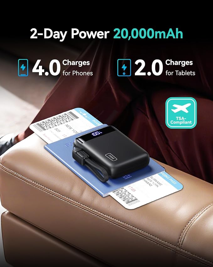 INIU Portable Charger, Smallest 22.5W 20000mAh USB C in & Out Power Bank Fast Charging, PD 3.0+QC 4.0 LED Display Phone Battery Pack Compatible with iPhone 17 16 15 14 Pro Samsung S24 Google iPad etc - Image 6