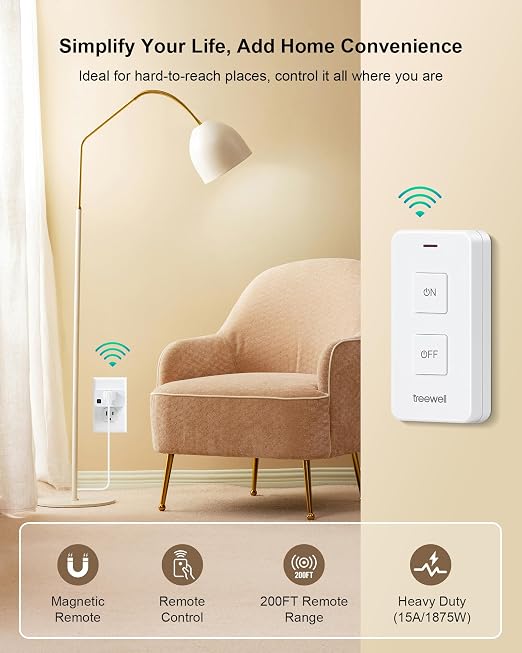 Remote Control Outlet with Portable Magnetic Switch, 200FT Long Range Wireless - Image 2