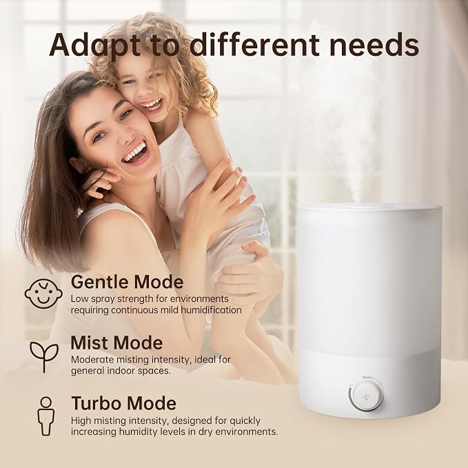 YOGIN Humidifiers for Bedroom Large room,Top fill 2.5L Ultrasonic cool mist Humidifiers for Baby Nursery and Plants,Up to 24 Hours, 24db Quiet,Night Light, Auto Shut Off, Easy Clean Humidifier - Image 6