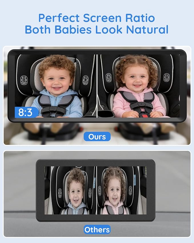 Luckview BM5PRO Dual Camera Baby Car Monitor, 7.2 Inch 1080P Split Screen - Image 5