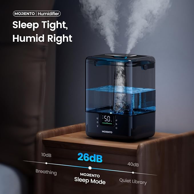 Smart Humidifiers for Bedroom Large Room Home, 6L Cool Mist Top Fill Humidifier with Essential Oil Diffuser, Smart App & Voice Control, for Nursery & Plants, Black, 1 Pack + 7 Color NightLight - Image 6