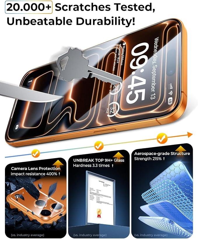 MRGLAS TOP 9H+ Glass 2+2 Packs for iPhone 17 Pro Screen Protector - Image 6