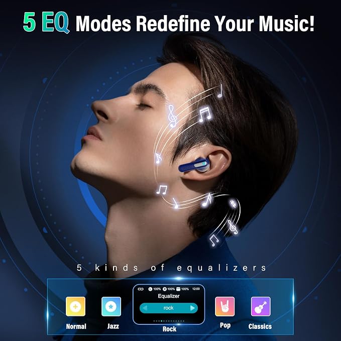 Wireless Earbuds, Touch Screen Case, ANC/ENC Noise Cancelling, 48H, Blue | Touch Screen Controls, 5 EQ Modes, Bluetooth 5.4, HiFi Stereo, Transparency Mode, IPX7 Waterproof, All-Day Comfor - Image 4