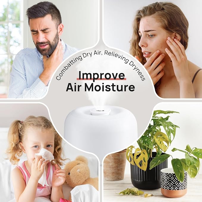 Clarston Humidifiers for Bedroom, 2L Top Fill with 360° Nozzle for Large Room, 7-Color Night Light, 24dB Quiet Cool Mist Air Humidifier for Baby Nursery & Plants, No BPA, Auto Shut Off, Easy to Clean - Image 9