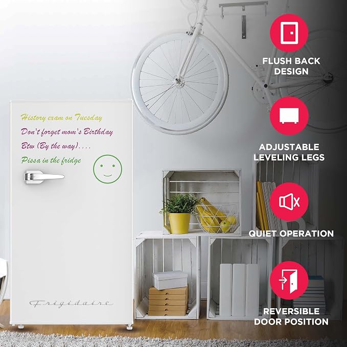 Frigidaire EFR331-WHITE 3.2 Cu ft Eraser Board Mini Compact Dorm Fridge (White) - Image 3