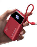 INIU 20000mAh Power Bank, Small Portable Charger, 45W PD Fast Charging Battery Pack with Build in USB-C Cable, Travel Phone Charger for iPhone 17 16 15 14 Air Samsung S25 S24 Google iPad Xiaomi, Red by INIU