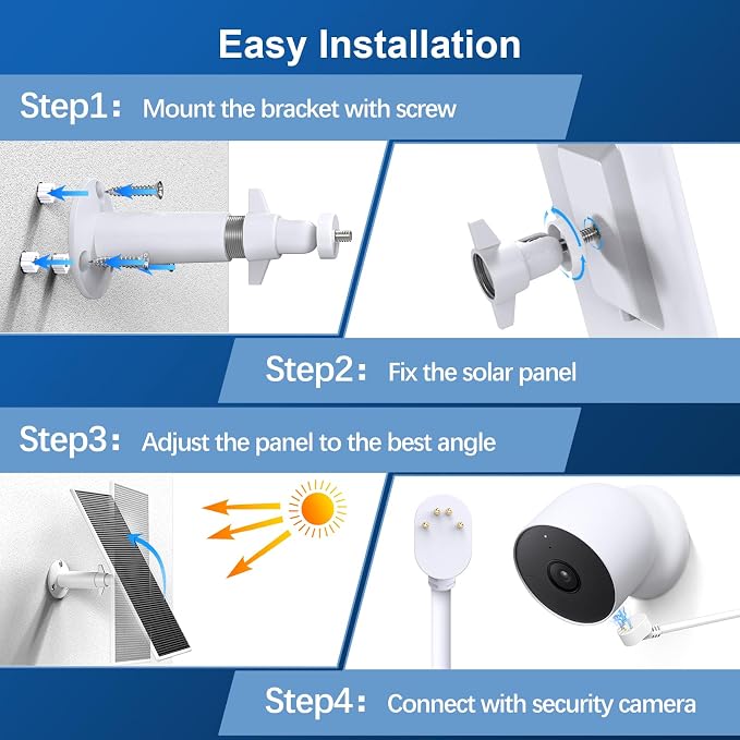 Solar Panel for Google Nest Camera, 5W Solar Power Charger for Nest Camera - Image 6