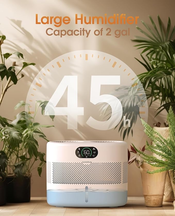 Reuseable Wick Evaporative Humidifier for Bedroom Quiet Healthy Baby Humidifier, No White Dust, Evaporative Humidifier Large Room 800ml/h 3 Speeds, 2 - Image 8