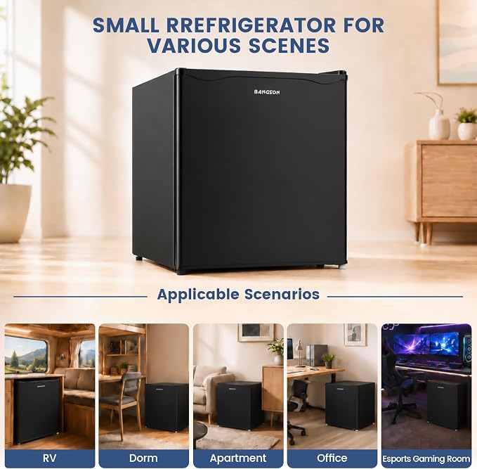 1.7 Cu.Ft Mini Fridge with Freezer for Dorm Office,Black | Compact Refrigerator Office, Energy Saving Small Fridge Reversible Single Door, Low Noise for Bedroom Small Apartment - Image 6