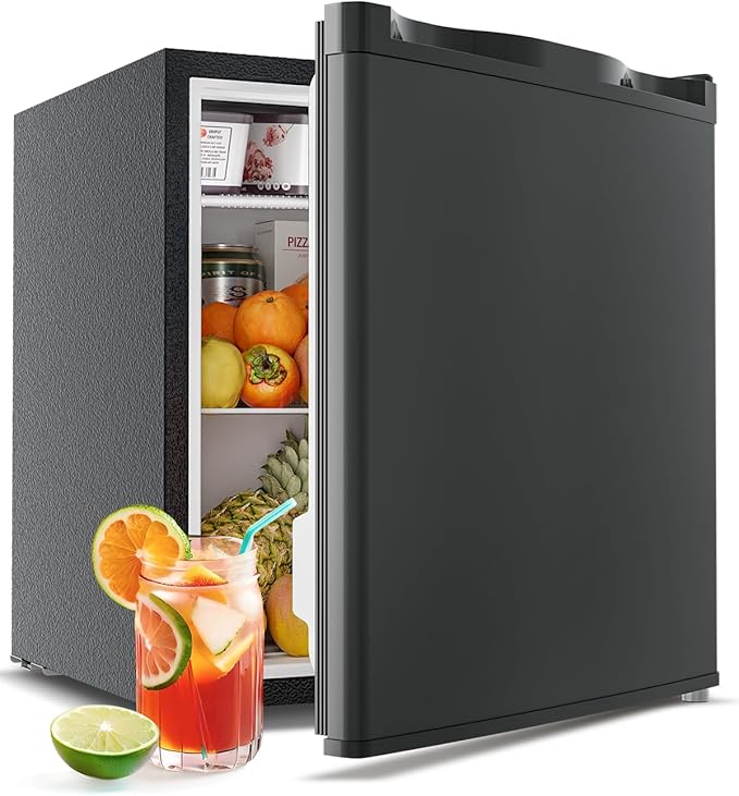 Feelfunn Mini Fridge with Freezer - 1.7 Cu.Ft Single Door Mini Refrigerator with Adjustable Thermostat, Energy Saving, Low Noise, Small Fridge for Bedroom, Office, Dorm, Apartment, Classroom - Black by Feelfunn