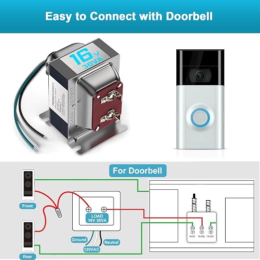 16V 30VA Doorbell Transformer for Ring Video Doorbells, Compatible - Image 5