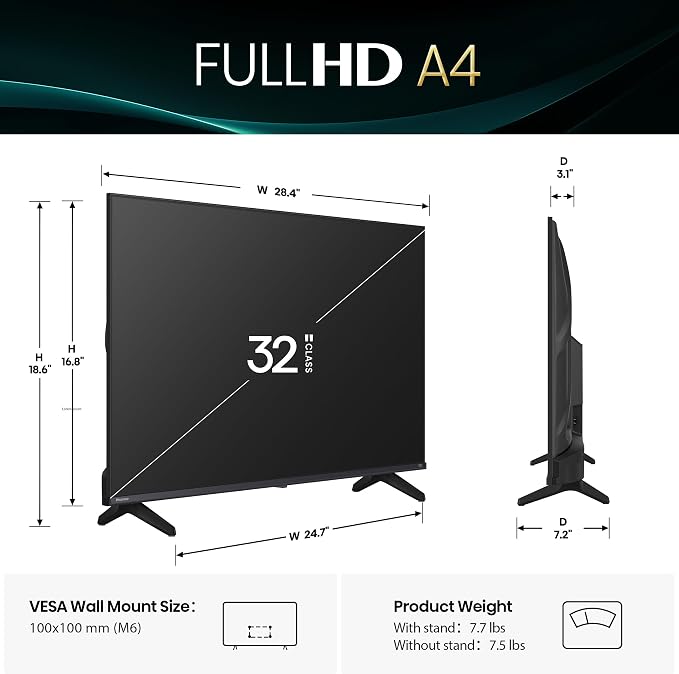 Hisense 32-Inch Class A4 Series FHD 1080p Smart Fire TV (32A4NF, 2025 Model) - DTS Virtual: X, Slim Bezel Design, Alexa Built in - Image 3