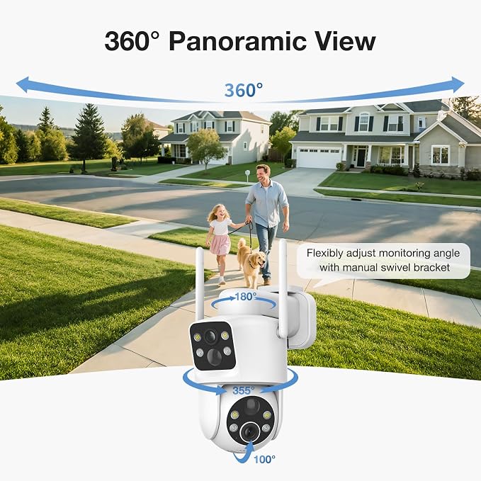 TKENPRO Dual Lens Solar Security Cameras Wireless Outdoor, 2K Full HD Video - Image 4