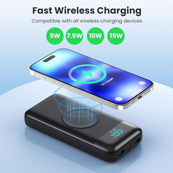 Wireless Portable Charger 40800mAh with 3 Built-in Cables,7-in-1 15W Wireless Charging Power Bank,25W PD QC 4.0 Fast Charging USB C Travel Essentials Battery Pack for iPhone 17/16/15/14,Galaxy,Android - Image 2