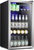 Antarctic Star Mini Fridge -130 Can Beverage Refrigerator for Soda Beer or Wine, Stainless steel door frame, for Office or Bar with Adjustable Removable Shelves, Silver, 3.1 Cu.Ft by AntarcticStar