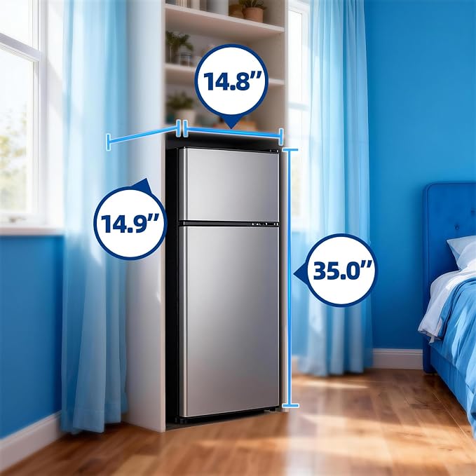 Mini Fridge with Freezer Ample Capacity 2.6 Cubic Feet Small Refrigerator with Top Freezer & 7 Adjustable Temperature 2 Door Small Fridge for Office, Dorm, Bedroom Silver - Image 6