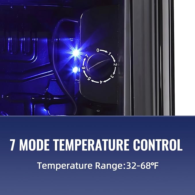3.5 CU.FT Beverage Fridge Mini Refrigerator Soda Cooler Glass Door Featuring LED Light & Adjustable Shelves,7 Modes Ideal for Apartment, Office, Dorm - Image 5