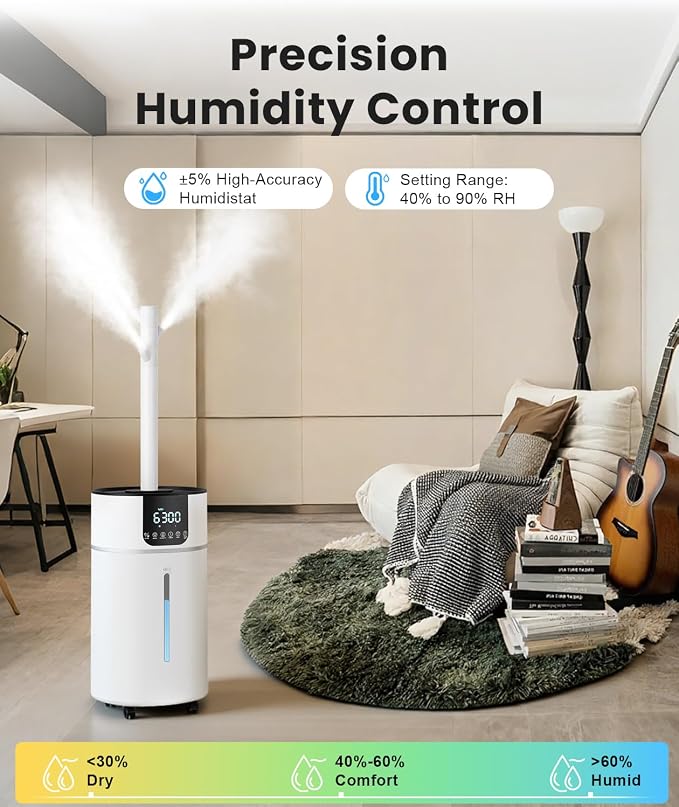 AreShark 4.2 Gal/16L Humidifier Large Room, Cool Warm Mist 2000ft² Whole House Air Humidifiers for Bedroom, Plants, Adults, 60H Runtime, Humidity Setting, Easy to Clean, Top Fill, Extension Tube - Image 5