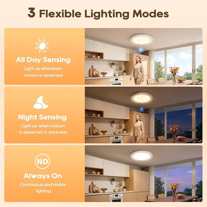 Rechargeable Motion Sensor Ceiling Light, 8000mAh Battery Operated Ceiling - Image 5