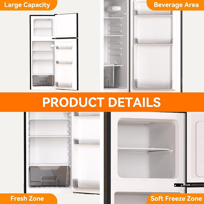 4.7 Cu.Ft Small Refrigerator with Freezer, Small Fridge with Top Freezer, for Dorm, Bedroom, Apartment, and Office, Double Door,black - Image 4