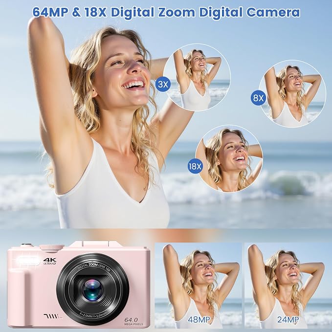 4K Digital Camera for Photography, 64MP HD WiFi Vlogging Camera for YouTube - Image 3
