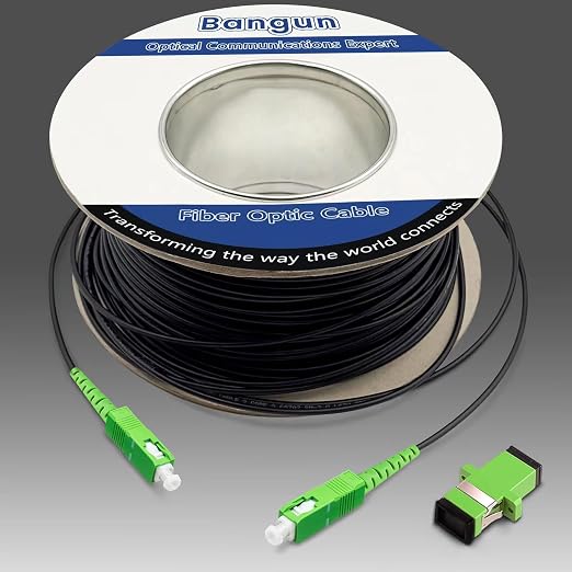 150m Outdoor Armored SC/APC to SC/APC Fiber Optic Internet Cable, Low Friction by Bangun