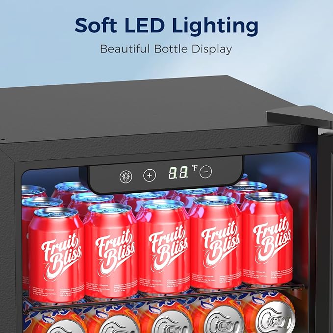 Beverage Refrigerator, 50 Cans Commercial Mini Fridge Cooler, 1.3 Cu.ft with Glass Door, Adjustable Shelves, Digital Temperature Freestanding Small Drink Fridge Soda Beer or Wine for Home Dorm Bar - Image 4