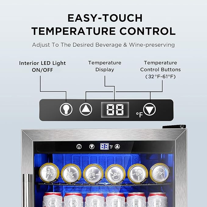 Electactic Mini Fridge 130 Can Beverage Refrigerator Cooler, 3.2 Cu.Ft Drink Fridge forSoda Wine Beer, Digital Temperature Control Cooler for Home, Dorm, Bar - Image 6