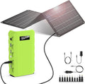 powkey 24000mAh/65W Solar Generator 30W with Panels Included, 88Wh Portable Power Station with AC Outlet, Lithium Battery Rechargeable Powered Bank with 110V AC Outlet for Emergency (Green+Black) by POWKEY