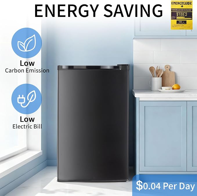 DOGHLY 3.2 Cu.Ft Mini Fridge with Freezer, Single Door Small Refrigerator | Compact Refrigerator with 7 Adjustable Thermostat, Removable Shelf, Low Noise, Small Fridge for Bedroom, Office, Dorm, Black - Image 4