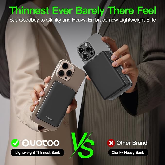 Ouotoo New for Magsafe Portable Charger,5000mAh Power Bank with Type-C 20W PD Fast Charging Travel, Lightweight and Slim, LED Display for Magsafe Battery Pack for iPhone 17/16/15/14/13/12 All Series - Image 7