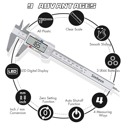 Electronic Digital Caliper, LCD | 0 to 6 inch inch/mm Conversion, Automatic - Image 4