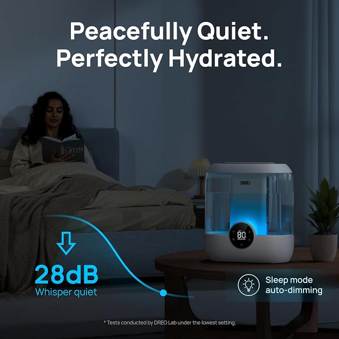 DREO Smart Humidifiers for Bedroom, 6L Top Fill Supersized Cool Mist Humidifier for Large Room, 60 Hour Runtime, Quiet Ultrasonic Humidifiers for Plants, Indoor, Home, Night Light, White - Image 6