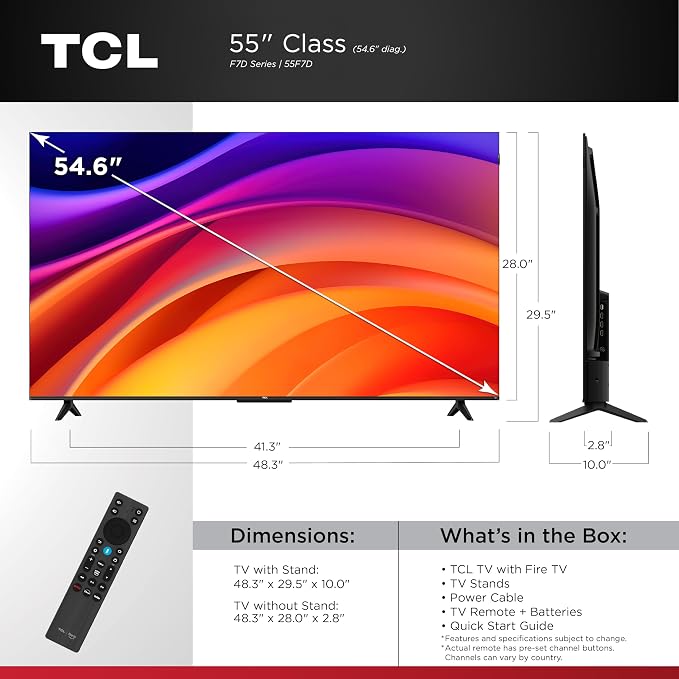 TCL 55-Inch F7D Series 4K QLED (55F7D, 2026 Model) with Dolby Vision HDR & Dolby Atmos Smart TV with Fire TV, Alexa+, Game Accelerator 120, High Brightness LED Backlight, Dolby Atmos and Voice Control - Image 2